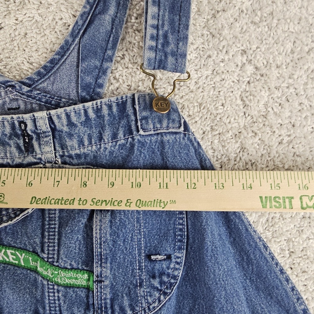 Vintage Key Imperial Denim Carpenter Bibs Overalls Sz 50x30 Ranch Workwear Baggy - Picture 9 of 13
